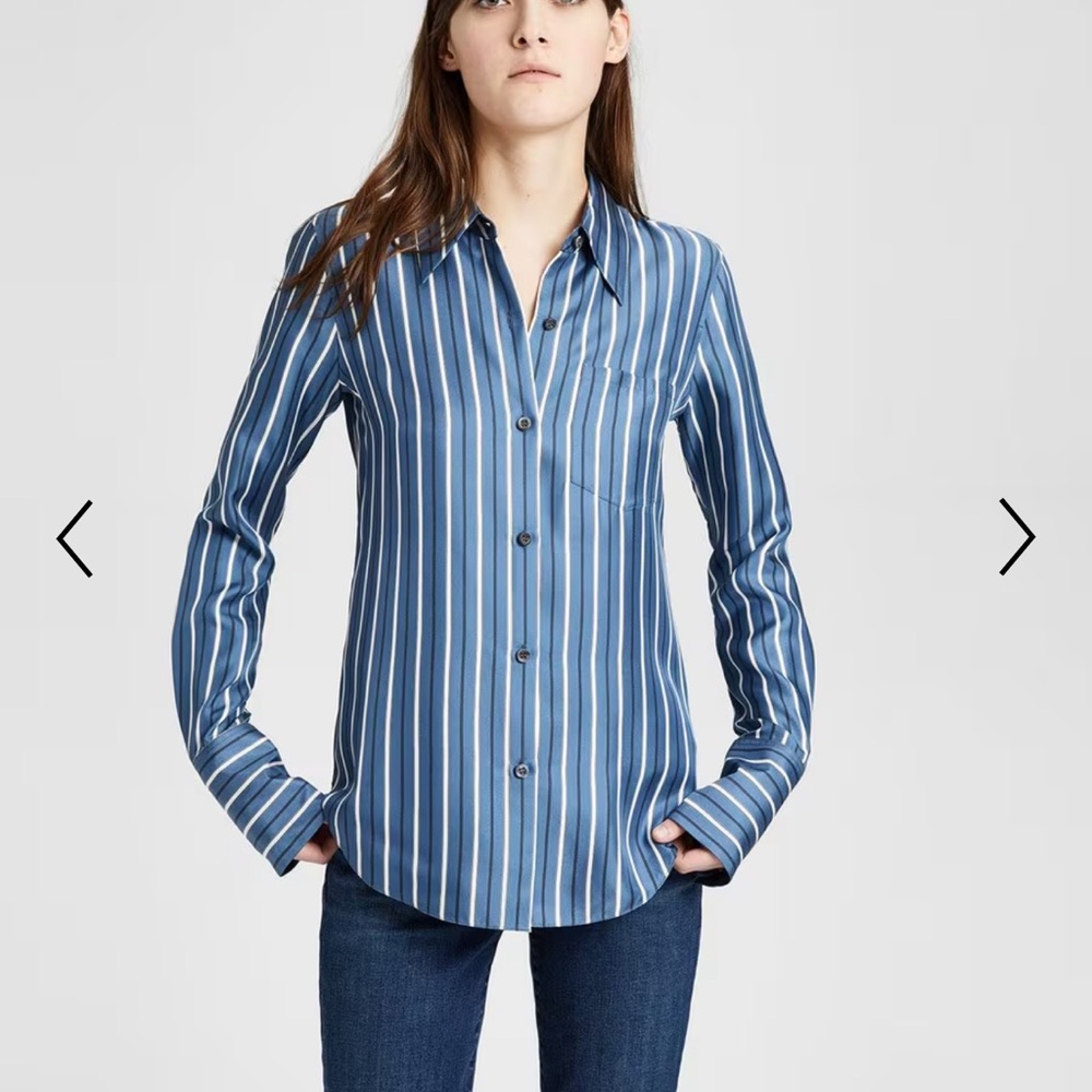 Theory Blue Striped Button down  Shirt